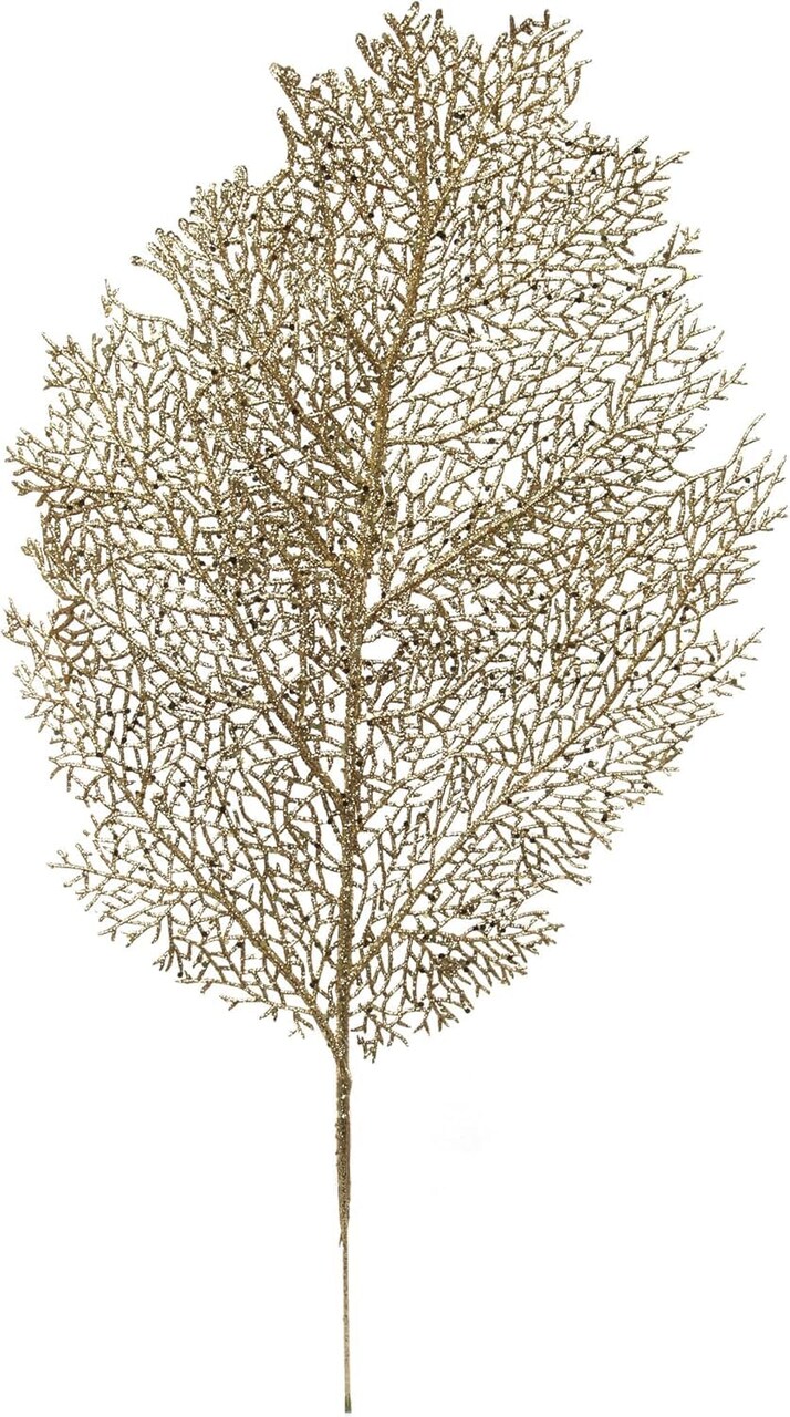 6PC 25-Inch Gold Glitter Mesh Leaf, Christmas Accent, Perfect for Trees, Wreaths, Garland Displays